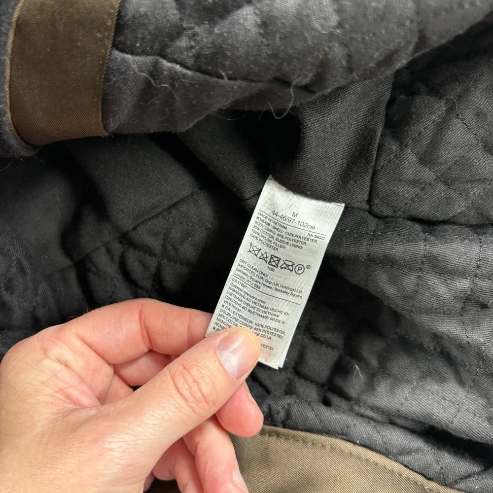 Banana Republic Jacket Mens Medium Olive Green Full Zip Moto Casual Hooded
